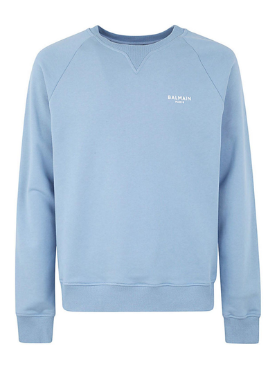 Shop Balmain Flock Sweatshirt In Blue