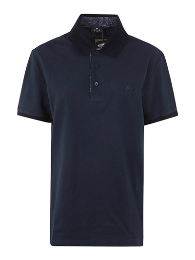 Shop Etro Roma Printed Details Polo In Blue