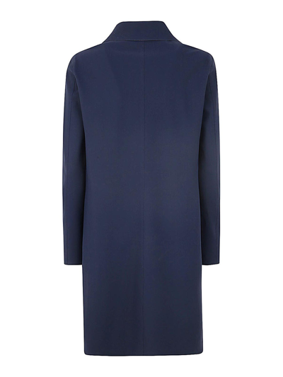Herno Blue Coat With Concealed Closure And Collar In Stretch Polyamide Woman In Blue