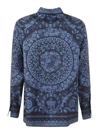 Shop Versace Barocco Print Shirt In Azul