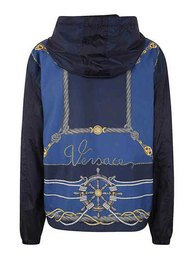 Shop Versace Blouson Nautical Print In Blue