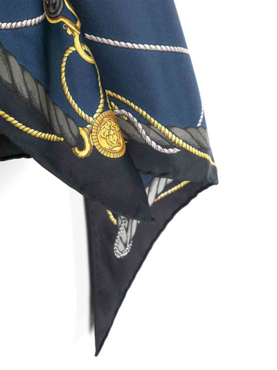 Shop Versace Triangle Stole With Nautical Print In Blue