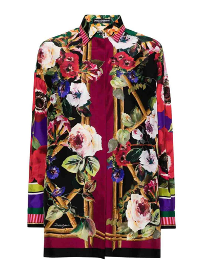 Shop Dolce & Gabbana Floral Print Shirt In Blue