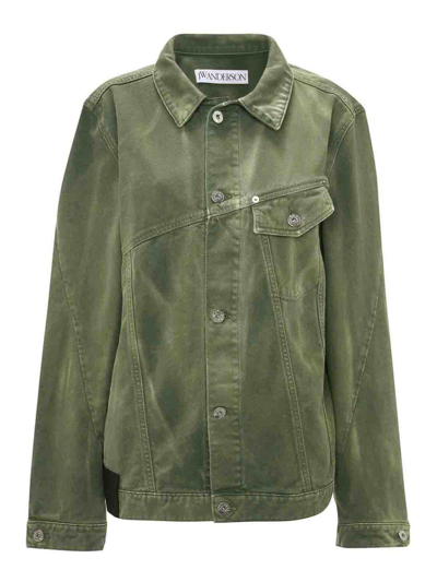 Shop Jw Anderson Denim Jacket In Green