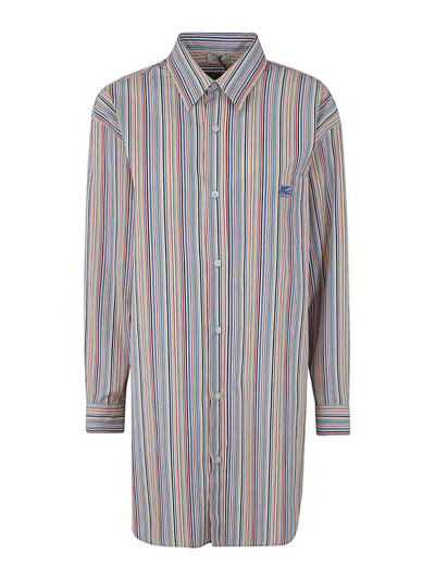 Shop Etro Boyfit Striped Shirt In Multicolor