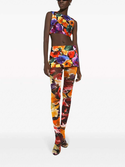 Shop Dolce & Gabbana Crop Top In Multicolour