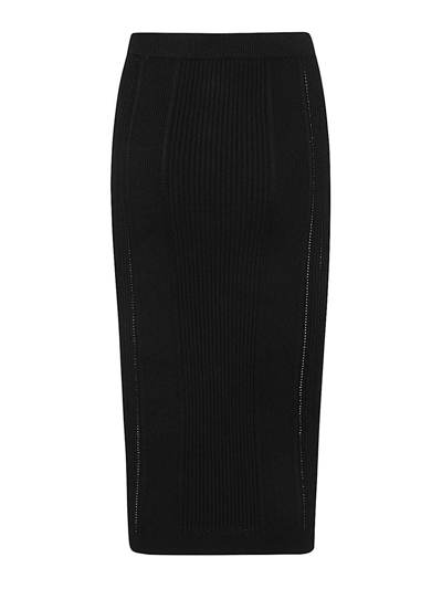 Shop Balmain See Through Knit Midi Skirt In Negro