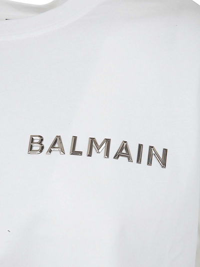 Shop Balmain Laminated Cropped T-shirt In Negro