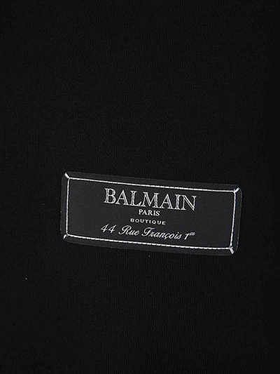 Shop Balmain Pierre Label Hoodie In Negro