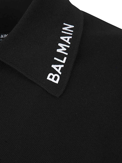 Shop Balmain Polo Straight Fit In Black