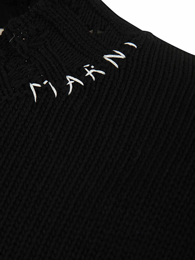 Shop Marni Crew Neck Long Sleeeves Sweater In Negro
