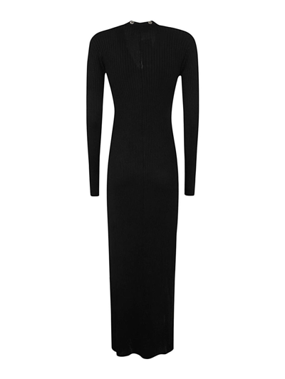 Shop Attico Long Ribbed Cardigan In Black