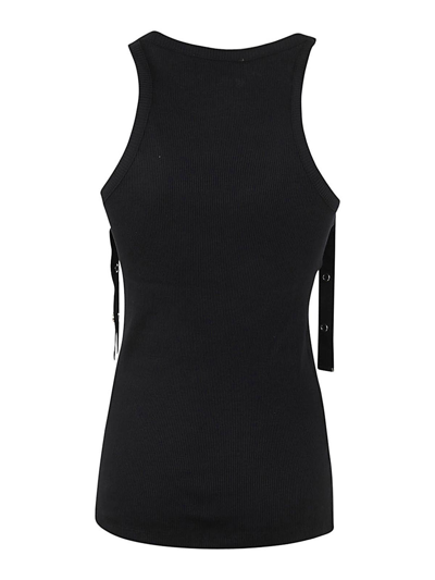Attico Ribbed Knit Cotton Tank Top In Negro