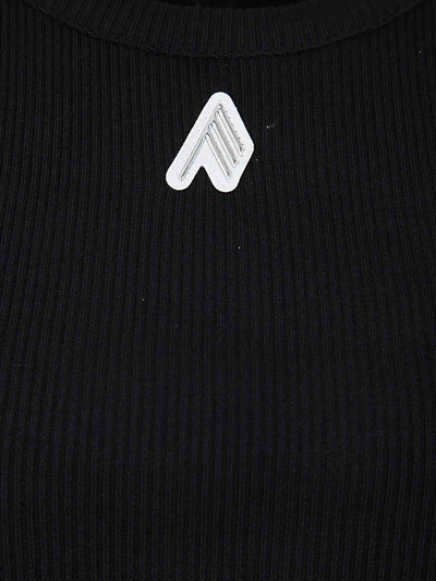 Attico Ribbed Knit Cotton Tank Top In Negro