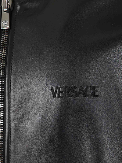 Shop Versace Blouson Leather In Black