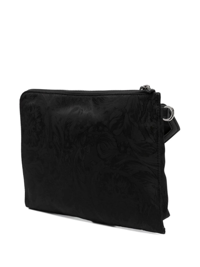 Shop Versace Zip Pouch Fabric Nylon Barocco In Black