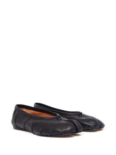 Maison Margiela Black Leather Tabi Ballerinas With Iconic Tabi Split-toe In Negro