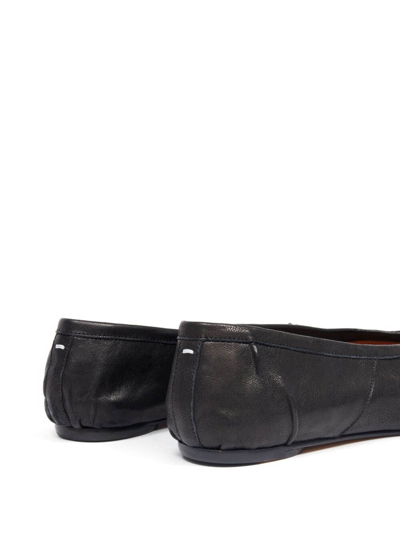 Maison Margiela Black Leather Tabi Ballerinas With Iconic Tabi Split-toe In Negro