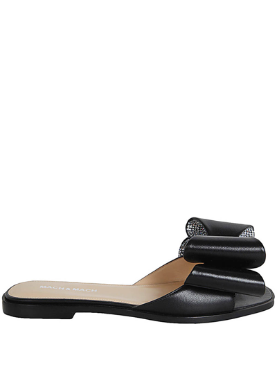 Shop Mach & Mach Cadeau Nappa Leather Flat Sandal In Black
