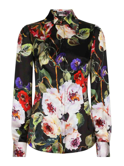 Shop Dolce & Gabbana Floral Print Shirt In Black
