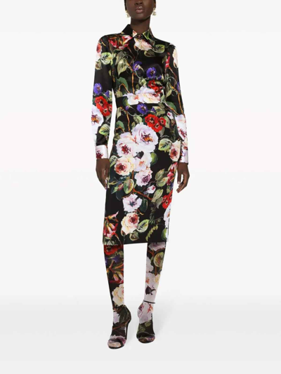 Shop Dolce & Gabbana Floral Print Shirt In Black