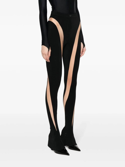 Shop Mugler Sheer Black Illusion Trousers