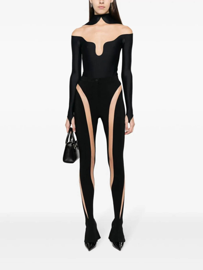 Shop Mugler Sheer Black Illusion Trousers