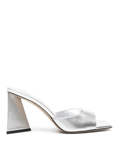 Attico Devon Metallic Platform Open Square Toe Mules In Metálico