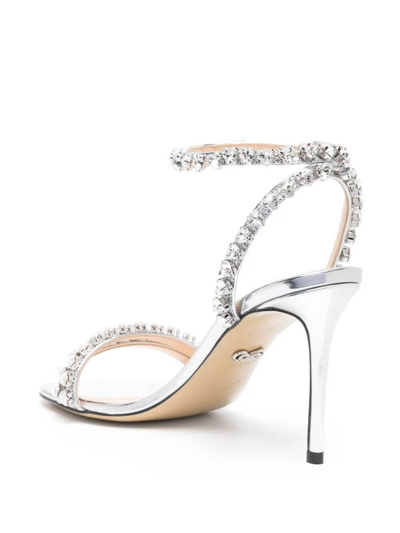 Shop Mach & Mach Audrey Crystal Round Toe Mirror Sandal In Metálico