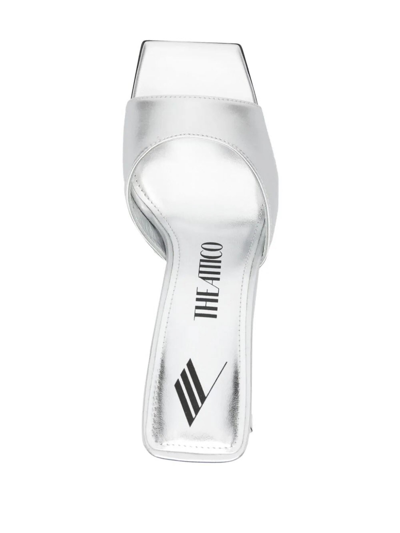 Attico Devon Metallic Platform Open Square Toe Mules In Metálico