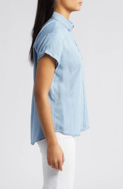 Shop Caslon (r) Chambray Camp Shirt In Light Wash