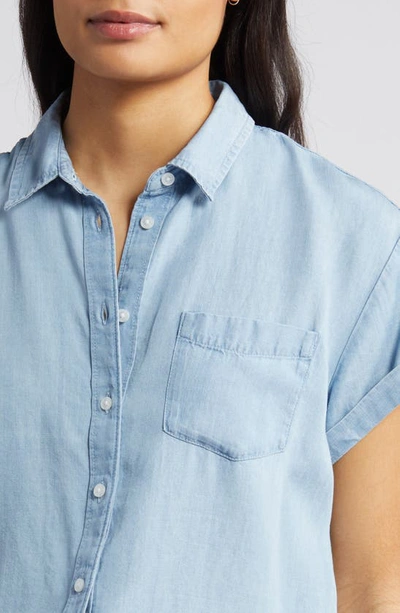 Shop Caslon (r) Chambray Camp Shirt In Light Wash