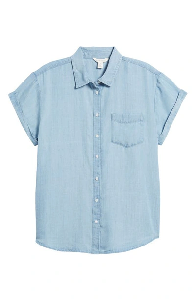 Shop Caslon (r) Chambray Camp Shirt In Light Wash