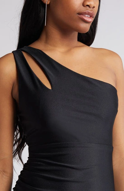 Shop Jump Apparel Asymmetric One-shoulder Bodycon Dress In Black