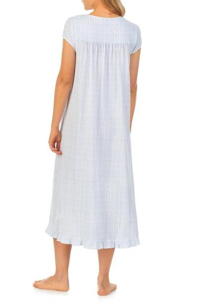 Shop Eileen West Cap Sleeve Nightgown In White Floral Stripe