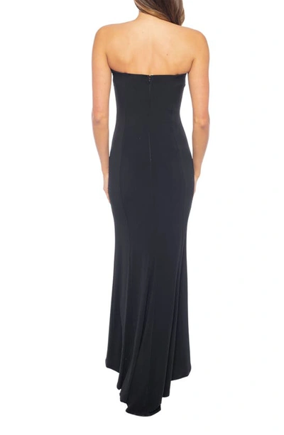Shop Marina Farj Beaded Bodice Strapless Mermaid Gown In Black