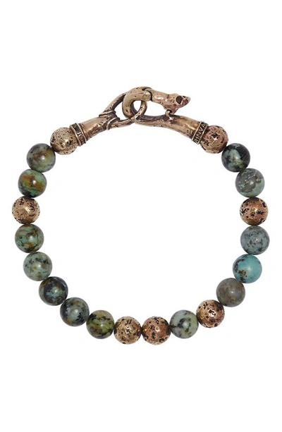 Shop John Varvatos Distressed Turquoise Cabochon Bracelet In Brass