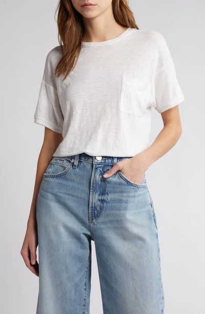 Shop Frame Pocket Organic Linen T-shirt In White