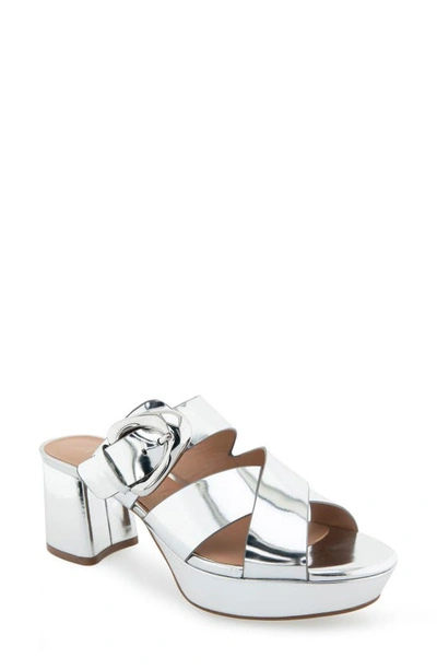 Shop Aerosoles Collin Platform Sandal In Silver Mirror Metallic Pu