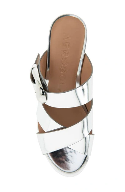 Aerosoles Collin Platform Sandal In Silver Mirror Metallic Pu