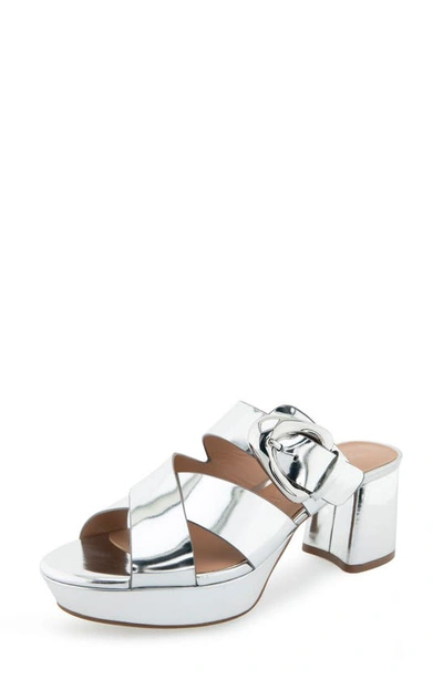 Aerosoles Collin Platform Sandal In Silver Mirror Metallic Pu