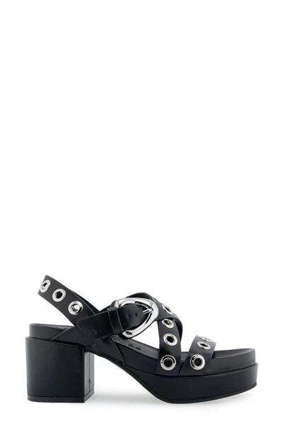 Shop Aerosoles Cleveland Slingback Platform Sandal In Black Leather