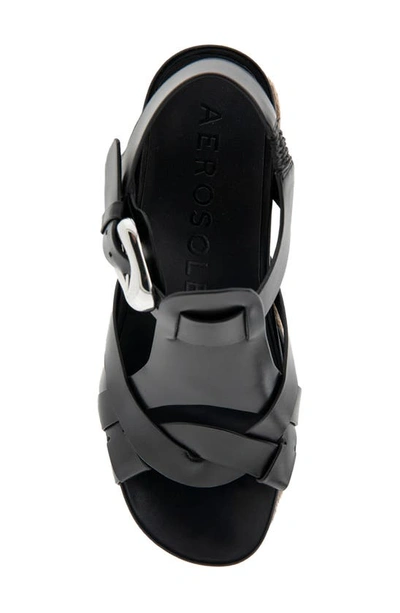 Shop Aerosoles Chatham Ankle Strap Espadrille Platform Sandal In Black Leather