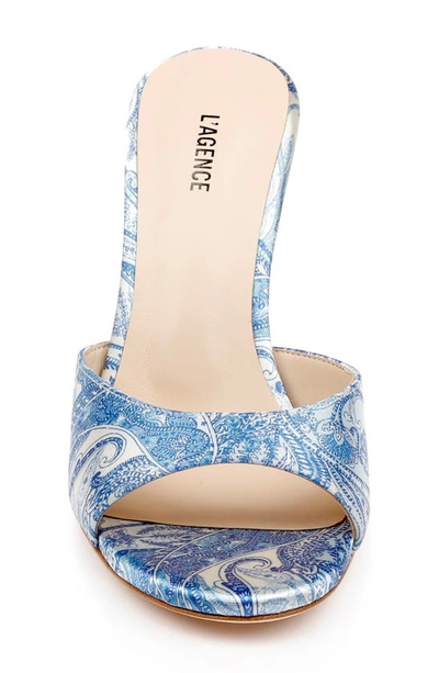Shop L Agence Avery Slide Sandal In Blue/ Ivory
