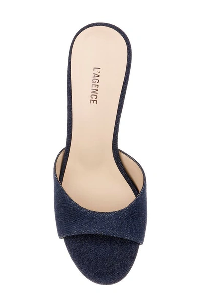 Shop L Agence Avery Slide Sandal In Dark Blue Denim