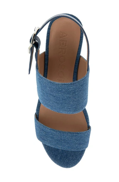 Shop Aerosoles Camera Platform Sandal In Medium Blue Denim
