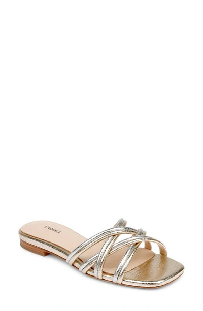 Shop L Agence Abelle Slide Sandal In Gold/ Silver