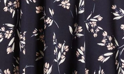 Shop Harper Rose Pleated Floral Print Belted Dress In Navy