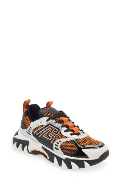 Shop Balmain B-east Mixed Media Sneaker In Black Multi