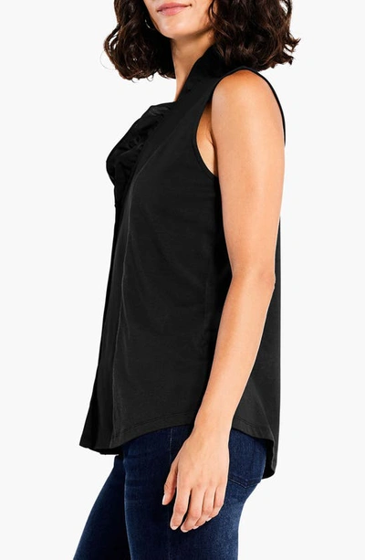 Nic + Zoe Nic+zoe Ruffled Around Sleeveless Top In Black Onyx